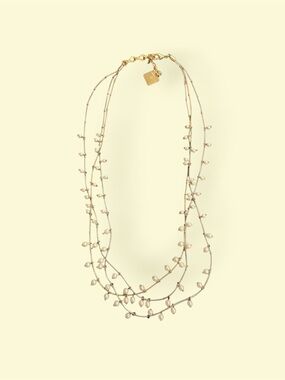 Gold and Silver Layered Pearl Bead Necklace